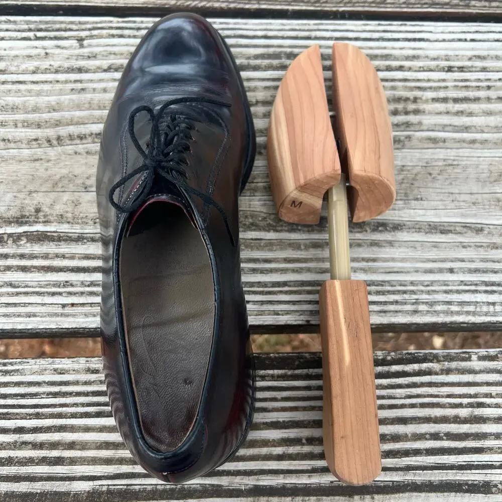Vintage Johnston & Murphy Oxblood Plain Toe Oxford Shoes 8.5D Leather + Trees
